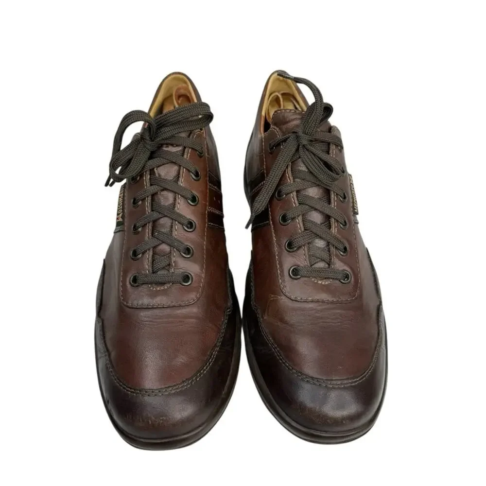 MEPHISTO Air Jet Men’s Sz 10 Brown Leather Lace Up Casual Sneakers Walking Shoes